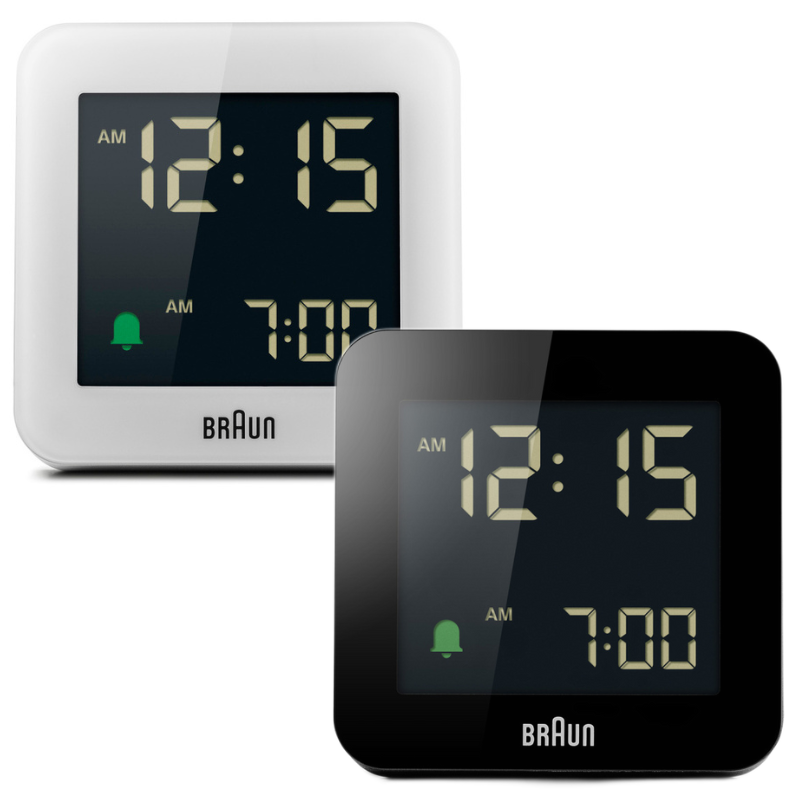 BRAUN DIGITAL ALARM CLOCK WITH SNOOZE DESK SMALL 7.5CM - BLACK OR